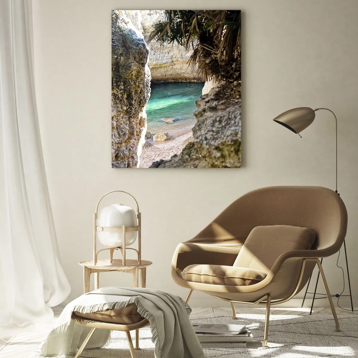 Glasbild - Bild auf glas - Türkisfarbene Bucht - 80x120 cm