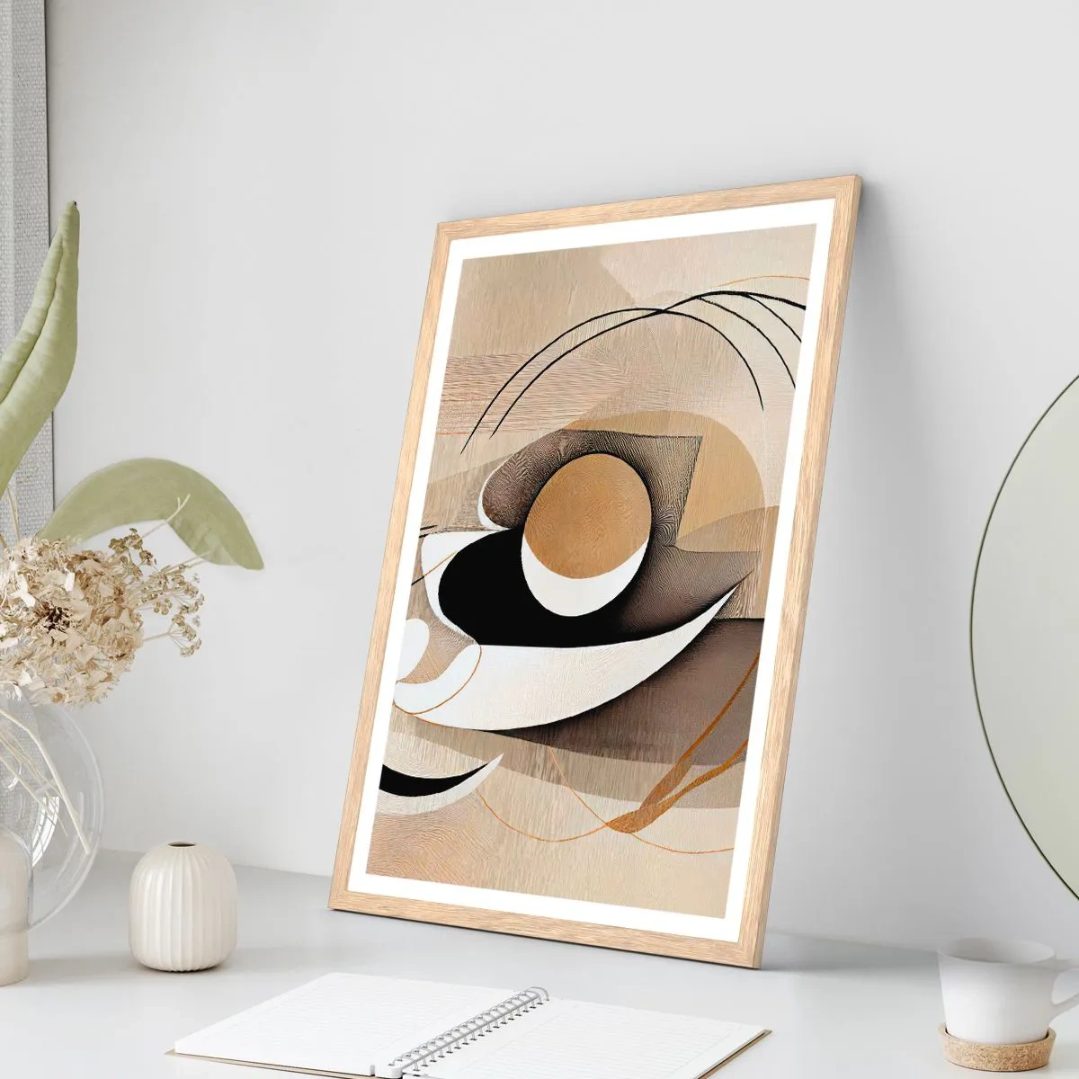 Poster in einem Rahmen aus heller Eiche - Komposition: die Essenz des Wortes - 61x91 cm