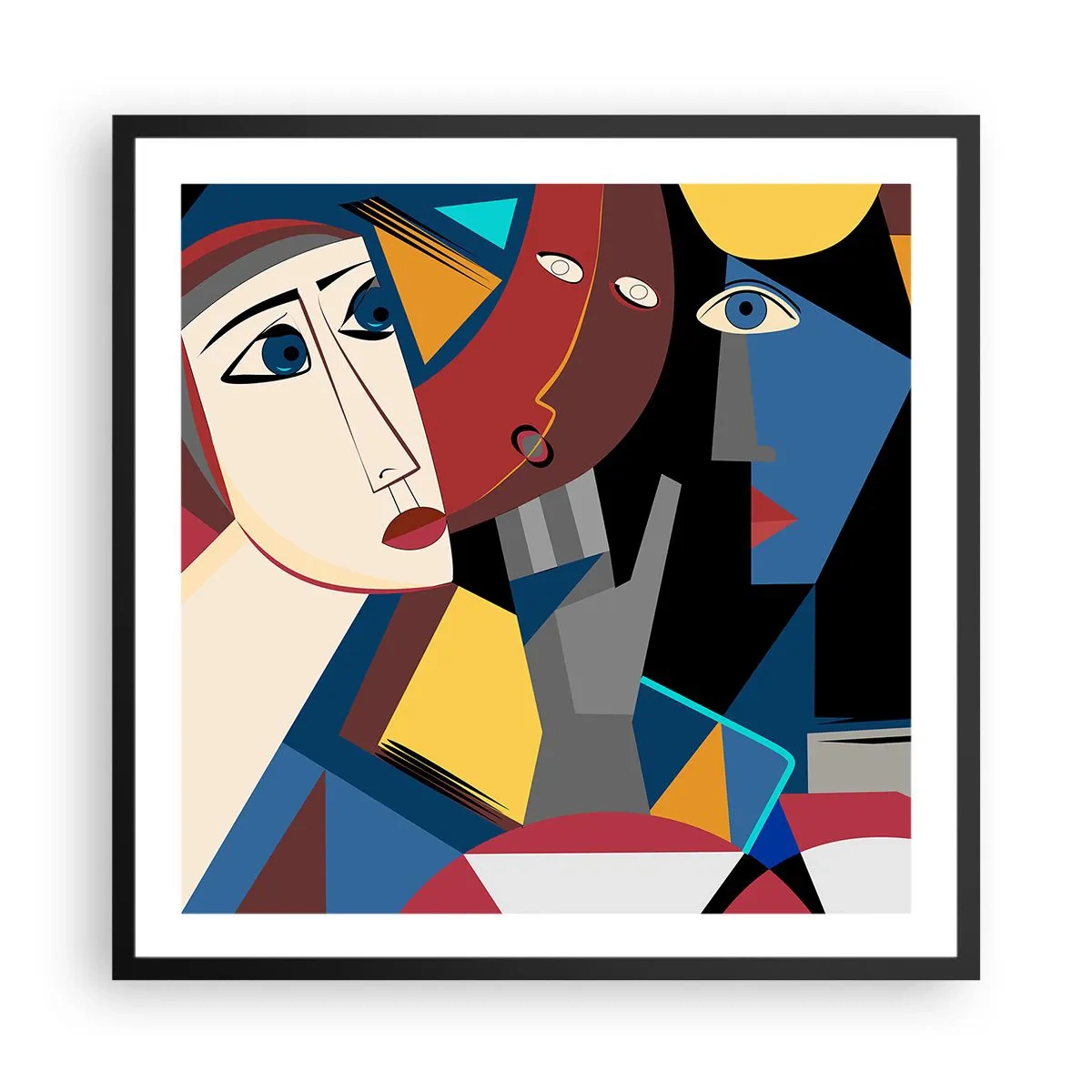Poster in einem schwarzem Rahmen - Gespräch zwischen Kubisten - 60x60 cm
