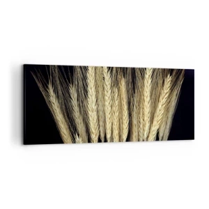 Bild auf Leinwand - Leinwandbild - Weizenähren auf schwarzem Hintergrund im rustikalen Stil - 120x50cm - Rustikale Magie - Moderne Wanddekoration für Wohnzimmer und Schlafzimmer ARTTOR