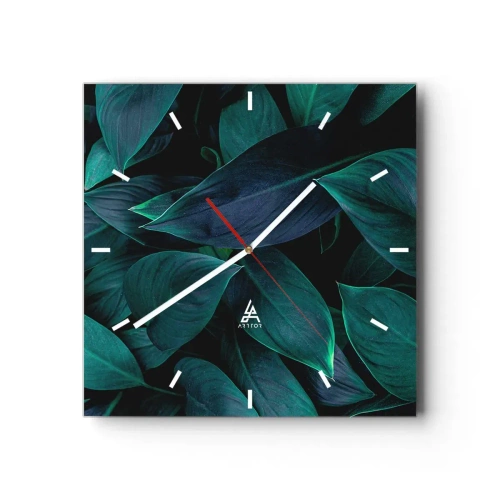 Wanduhr - Glasuhr - Grün in sich selbst - 40x40 cm