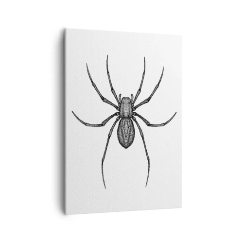 Bild auf Leinwand - Leinwandbild - Detail einer Spinne auf weißem Hintergrund im Cartoon-Stil - 50x70cm - Beunruhigende Präzision - Moderne Wanddekoration für Wohnzimmer und Schlafzimmer ARTTOR