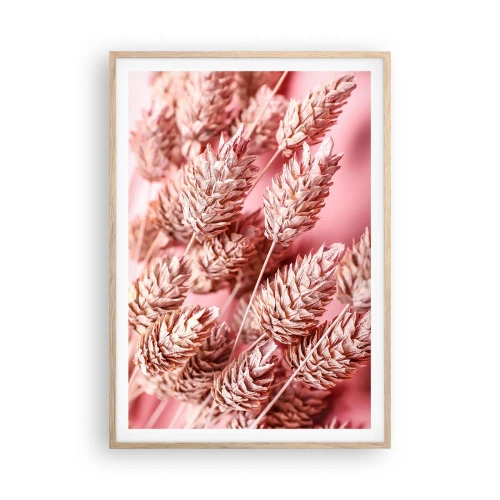 Poster in einem Rahmen aus heller Eiche - Eine Blumenkaskade in Rosa - 70x100 cm