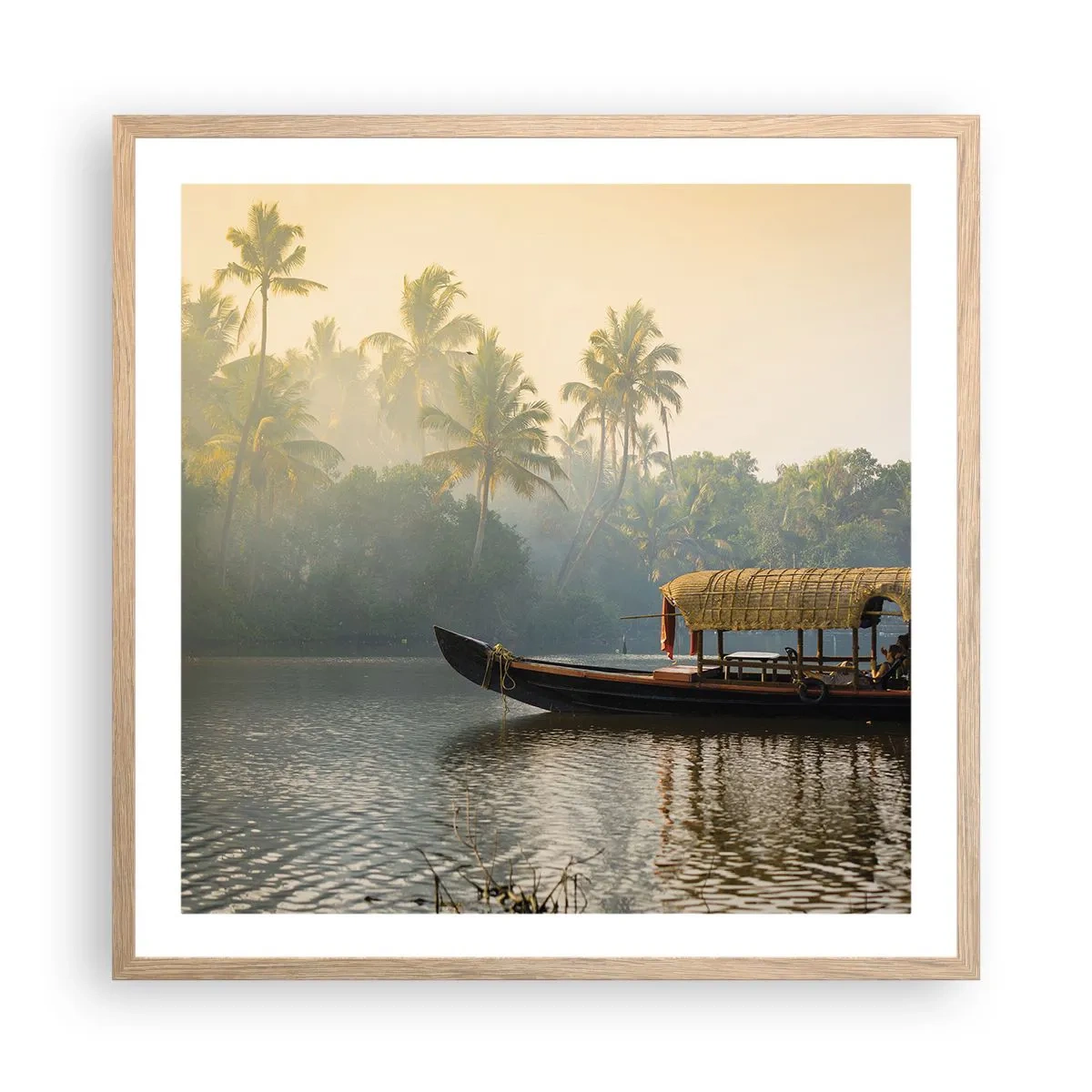 Poster in einem Rahmen aus heller Eiche - Haus am Fluss - 60x60 cm