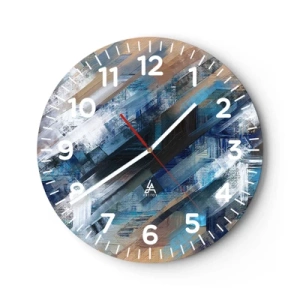 Wanduhr - Glasuhr - Auf einer blauen Diagonale - 40x40 cm