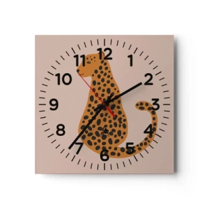 Wanduhr - Glasuhr - Leopardenmuster ist ein modisches Muster - 40x40 cm