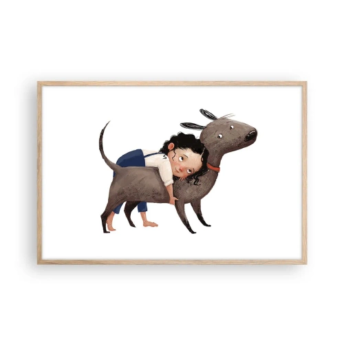 Poster in einem Rahmen aus heller Eiche - Beste Freunde - 91x61 cm
