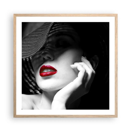 Poster in einem Rahmen aus heller Eiche - Eine Studie in Scharlachrot - 60x60 cm