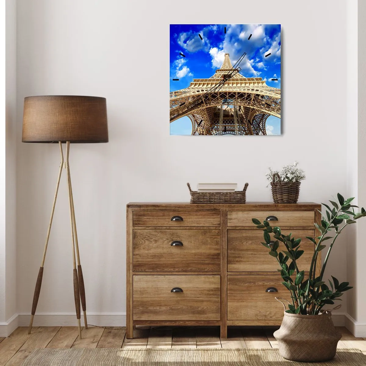 Wanduhr - Glasuhr - In den Himmel und in die Wolken gehen - 30x30 cm