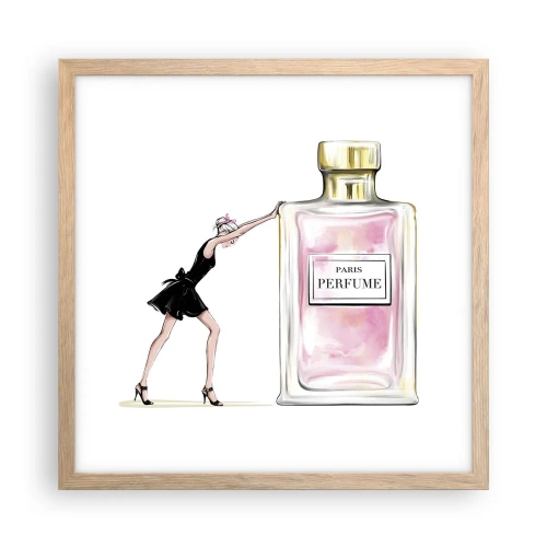 Poster in einem Rahmen aus heller Eiche - Essenz der Weiblichkeit - 40x40 cm