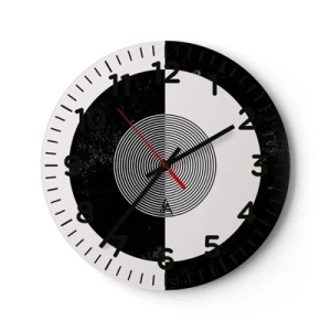 Wanduhr - Glasuhr - Harmonie in Schwarz und Weiß - 40x40 cm