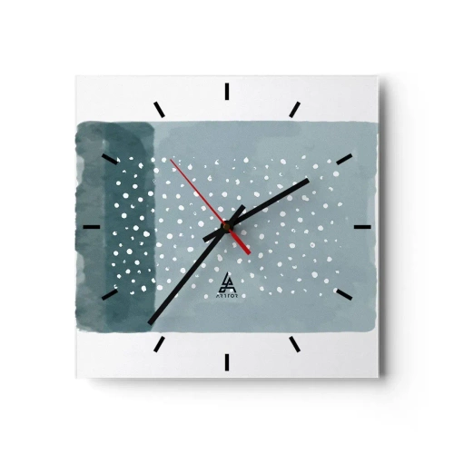 Wanduhr - Glasuhr - Ein minimalistisches Gemälde in Blautönen mit Punkten - 30x30cm - Auf Blau gewachsen - Moderne Wanddekoration für Wohnzimmer und Schlafzimmer ARTTOR