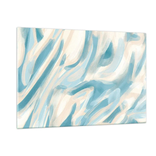 Glasbild - Bild auf glas - Abstrakte Pinselstriche in Blau- und Cremefarben. - 120x80cm - Frühlingsbrisen - Moderne Wanddekoration für Wohnzimmer und Schlafzimmer ARTTOR