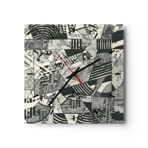 Wanduhr - Glasuhr - Geometrische abstrakte Muster in Grüntönen auf hellem Hintergrund - 30x30cm - Die Dynamik der Gegenwart - Moderne Wanddekoration für Wohnzimmer und Schlafzimmer ARTTOR