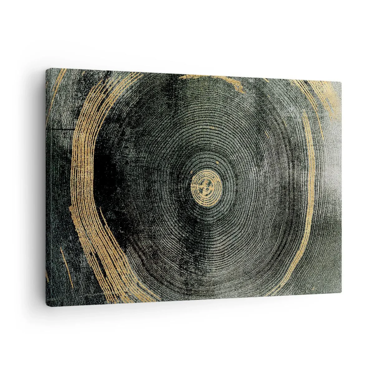 Bild auf Leinwand - Leinwandbild - Konzentrische Kreise mit goldenen Akzenten - 70x50cm - Veränderung und Beständigkeit - Moderne Wanddekoration für Wohnzimmer und Schlafzimmer ARTTOR