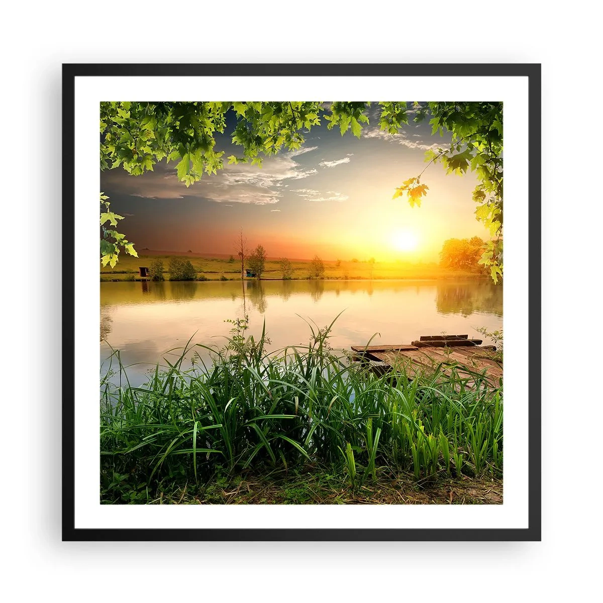 Poster in einem schwarzem Rahmen - Landschaft in einem grünen Rahmen - 60x60 cm
