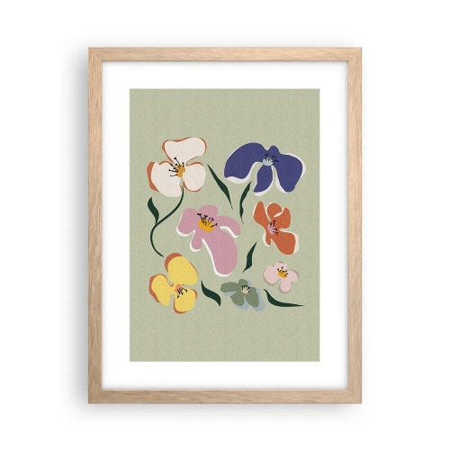 Poster in einem Rahmen aus heller Eiche - Mit Stiefmütterchen vertraut - 30x40 cm