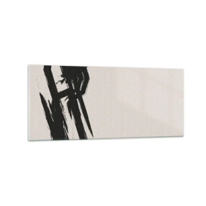 Glasbild - Bild auf glas - Dynamische Pinselstriche in Schwarz auf hellem Hintergrund - 120x50cm - Unaufhaltsamer Trieb - Moderne Wanddekoration für Wohnzimmer und Schlafzimmer ARTTOR