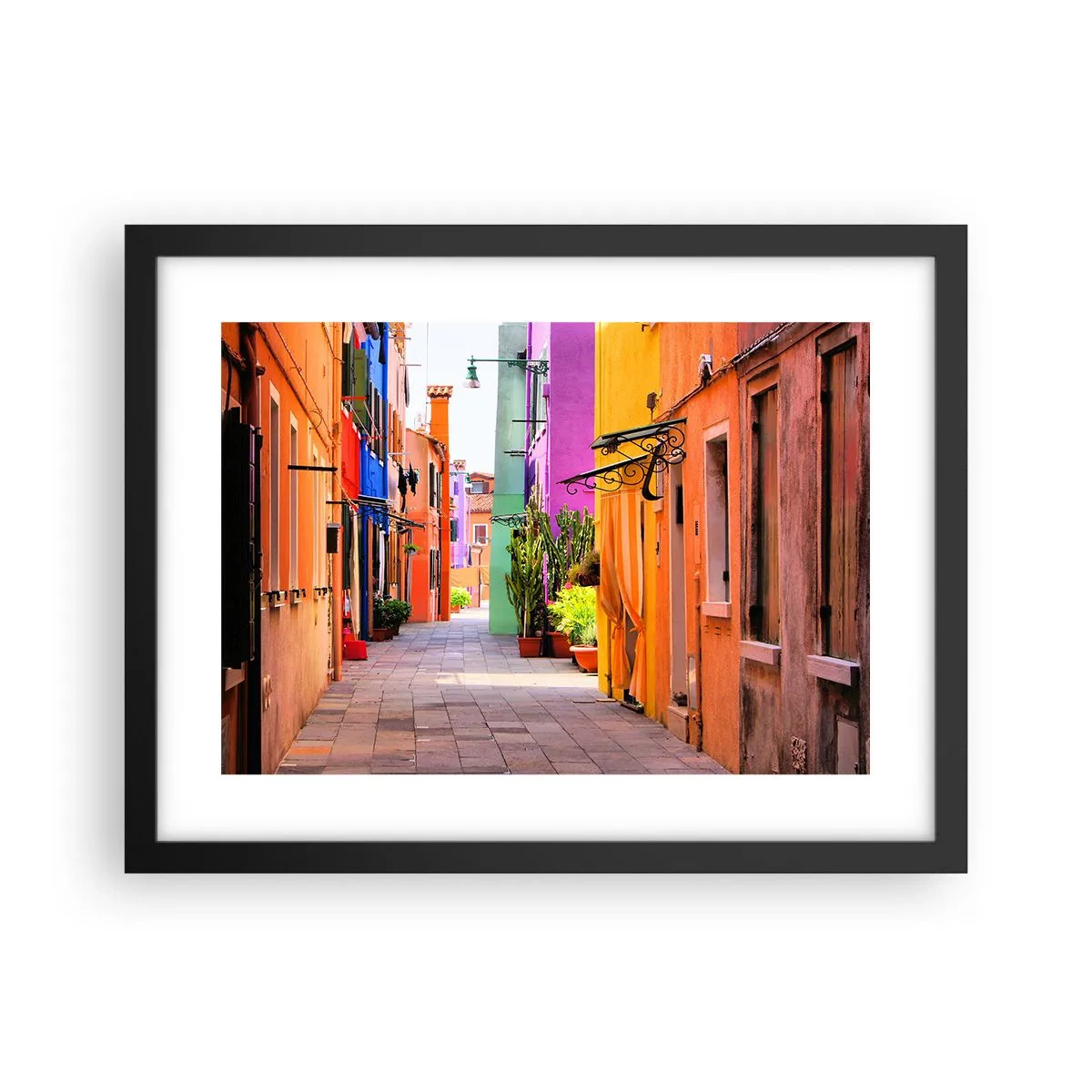 Poster in einem schwarzem Rahmen - Regenbogengasse - 40x30 cm