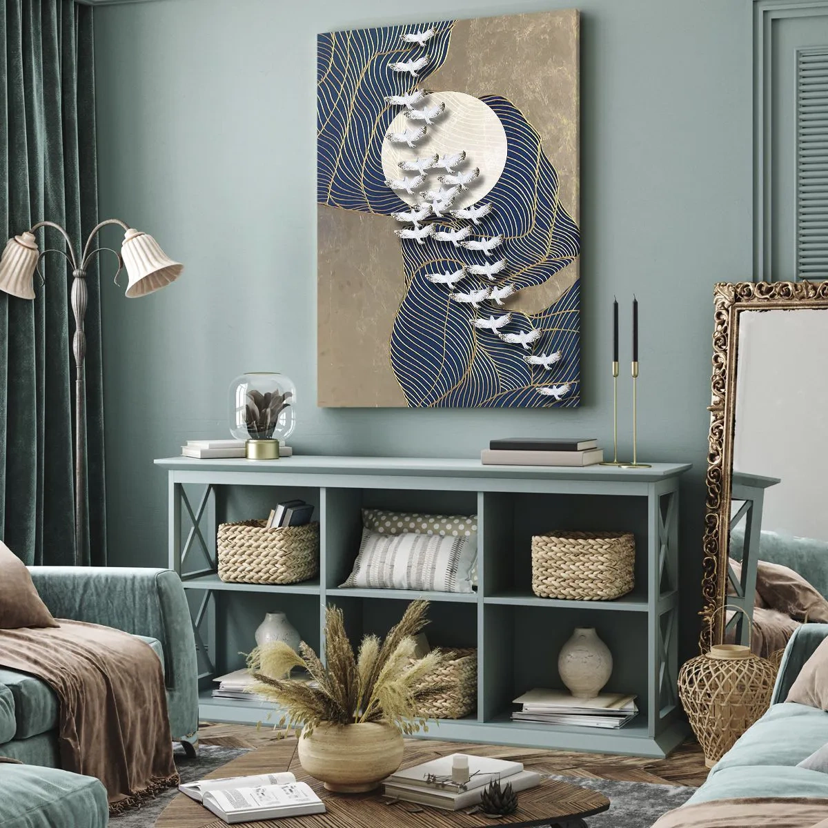 Bild auf Leinwand - Leinwandbild - Freiheit, Wandern, Gemeinschaft - 45x80 cm