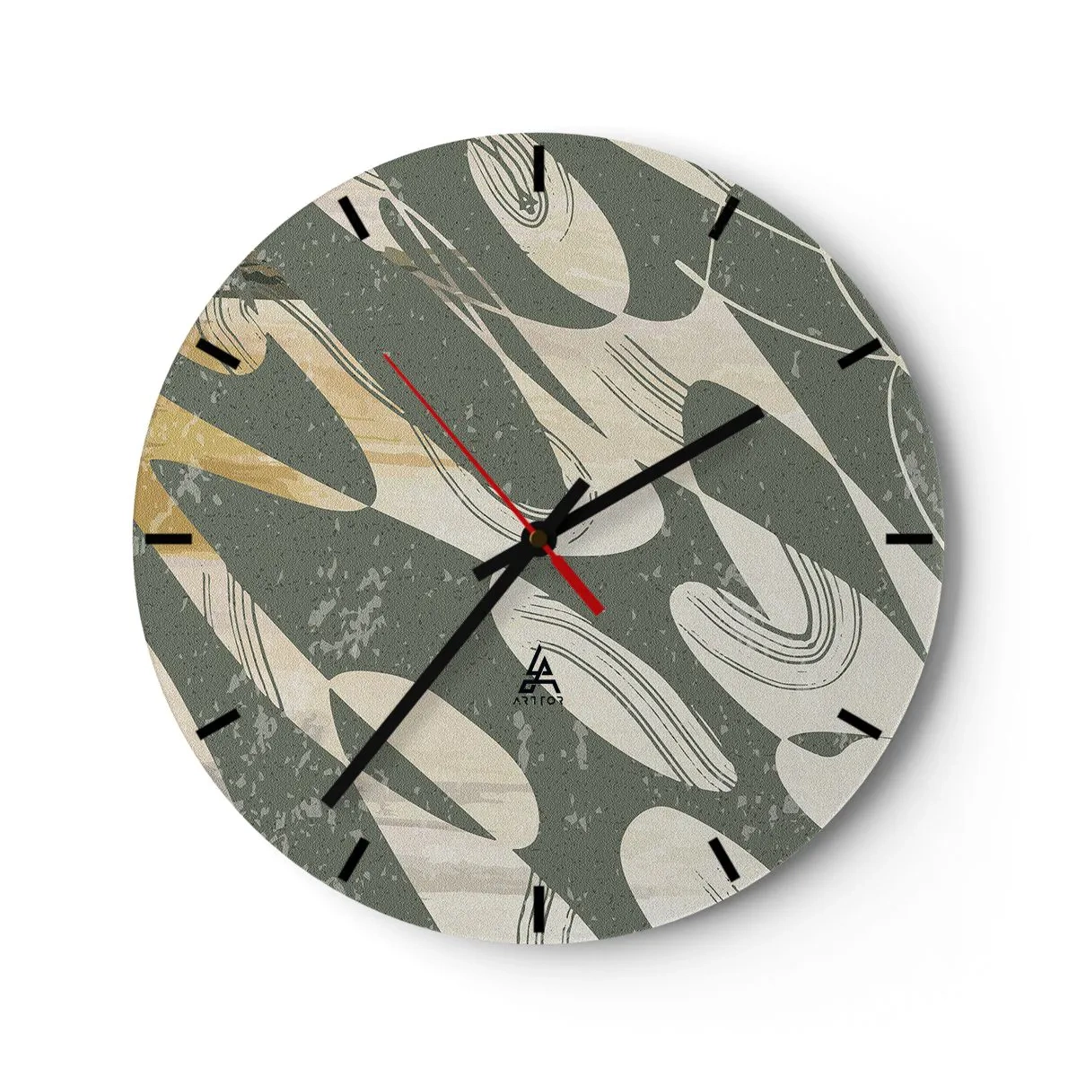 Wanduhr - Glasuhr - Rhythmische Abstraktion - 40x40 cm