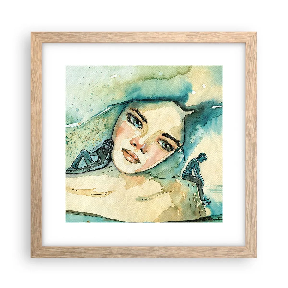 Poster in einem Rahmen aus heller Eiche - Bin ich blau? - 30x30 cm
