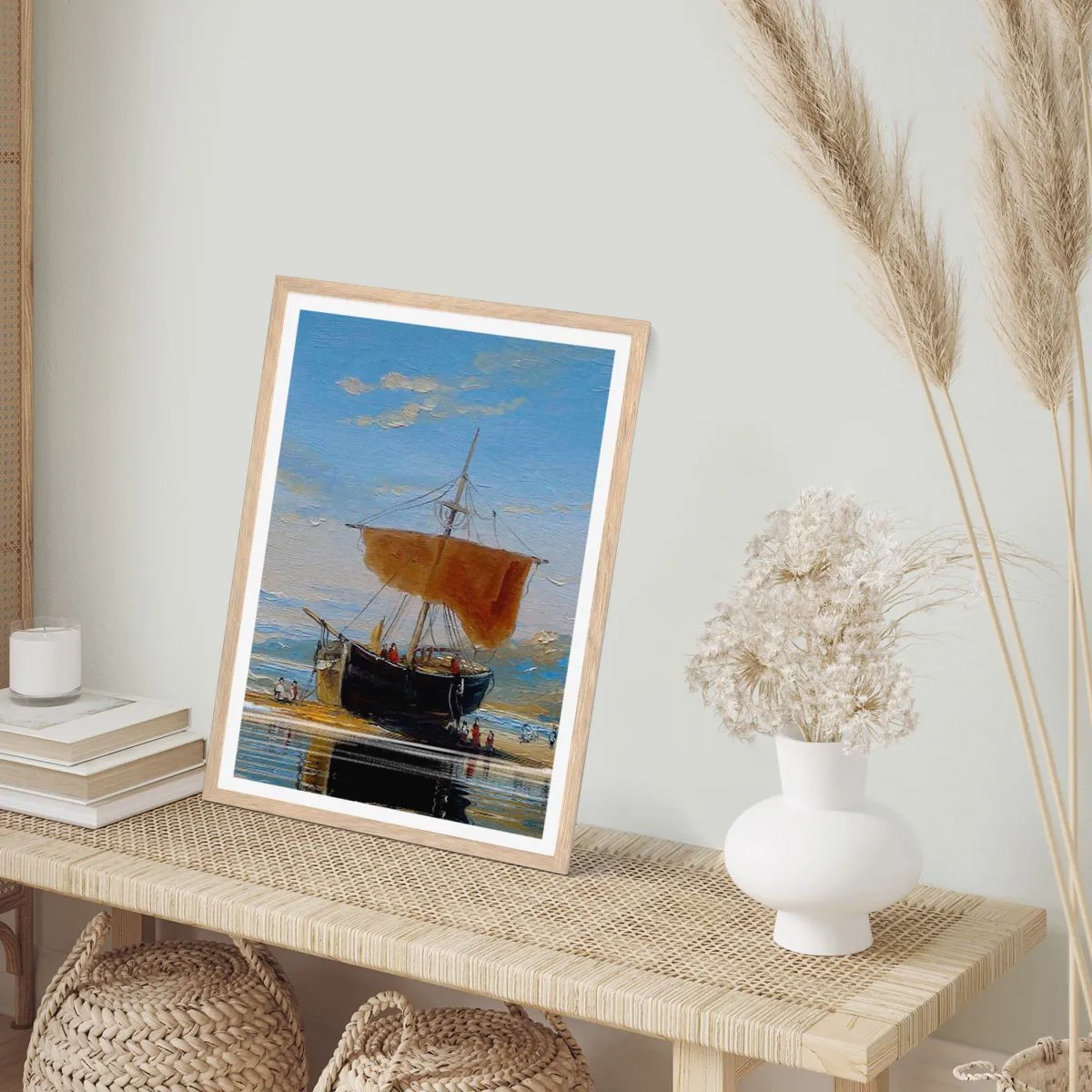 Poster in einem Rahmen aus heller Eiche - Wasser, Land, Luft - 50x70 cm