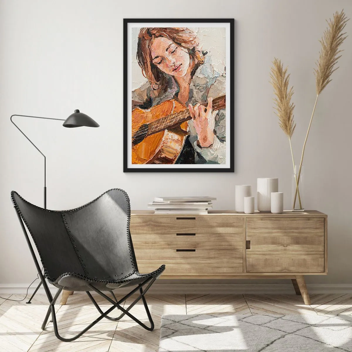 Poster in einem schwarzem Rahmen - Konzert für Gitarre und Mädchenherz - 30x40 cm