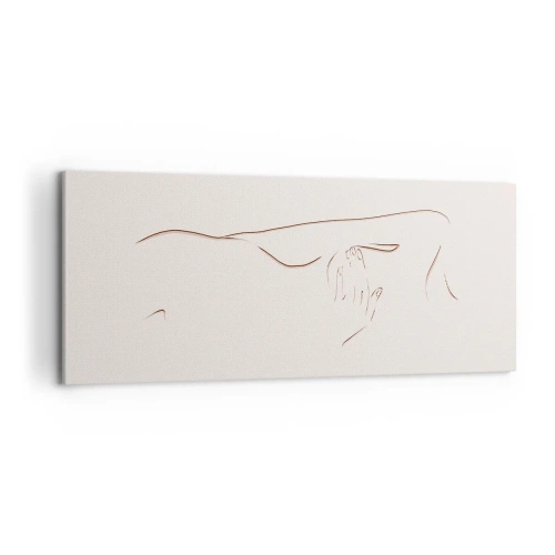 Bild auf Leinwand - Leinwandbild - Eine subtile Strichzeichnung einer Silhouette vor einem hellen Hintergrund - 120x50cm - Die Form des Verlangens - Moderne Wanddekoration für Wohnzimmer und Schlafzimmer ARTTOR