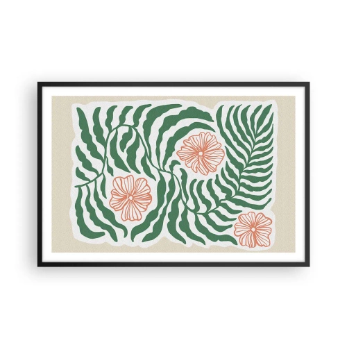 Poster in einem schwarzem Rahmen - Aufgeblüht in Grün - 91x61 cm