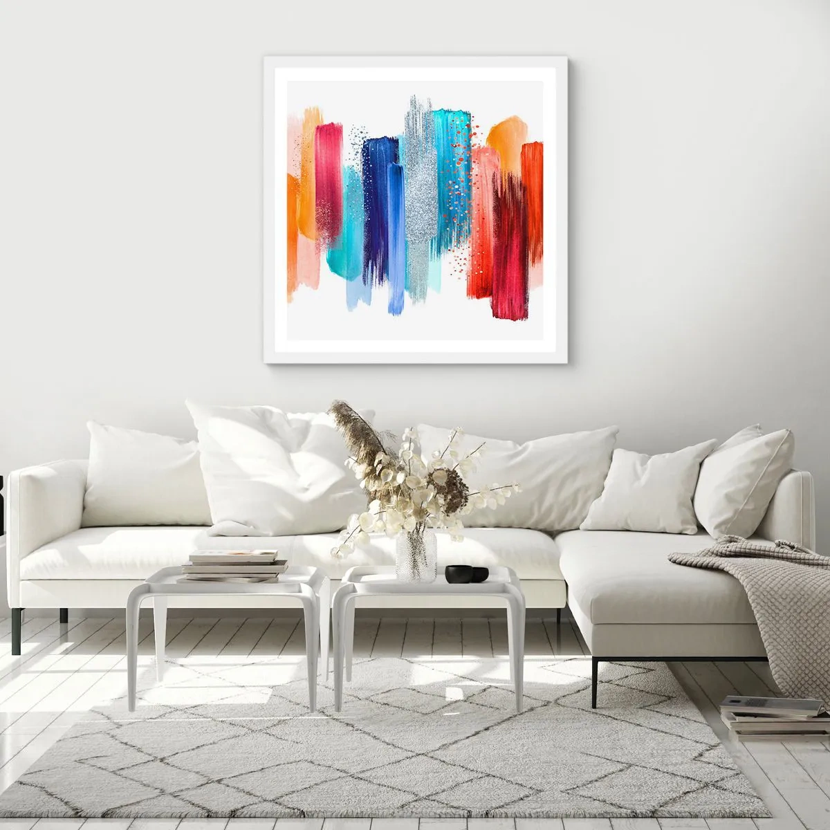 Poster in einem weißen Rahmen - Auf und ab - 50x50 cm