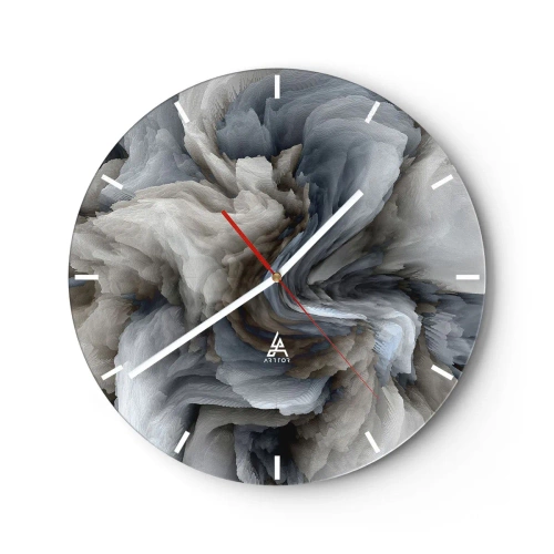 Wanduhr - Glasuhr - Eine zarte Form, die einer Blume aus Stein ähnelt - 30x30cm - Stein und Blume - Moderne Wanddekoration für Wohnzimmer, Küche und Schlafzimmer ARTTOR