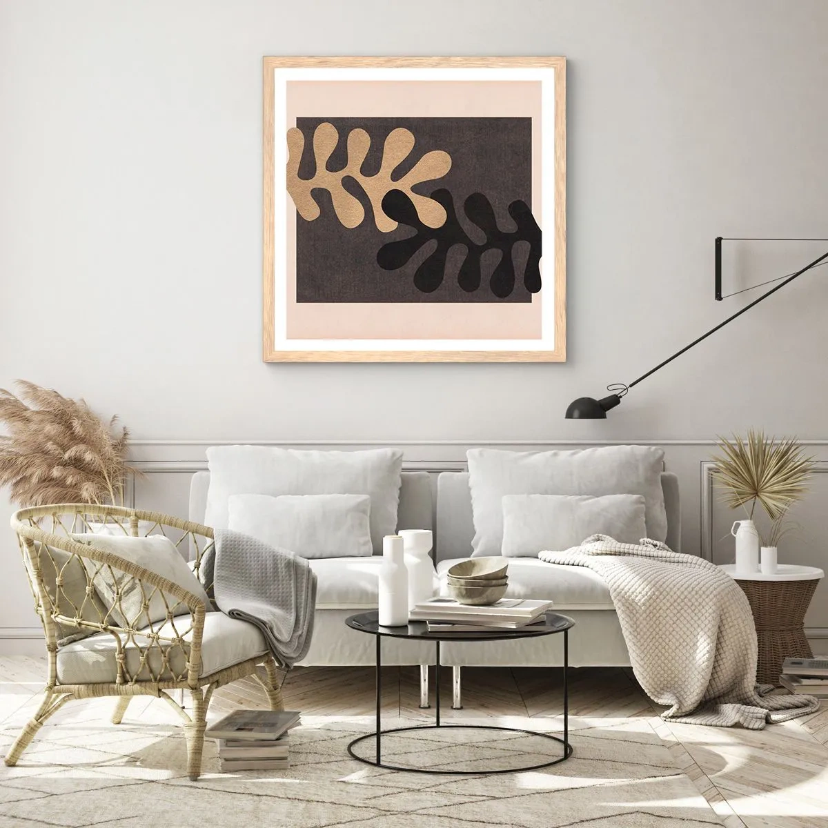 Poster in einem Rahmen aus heller Eiche - Abwesenheit und Ergänzung - 30x30 cm