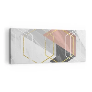 Bild auf Leinwand - Leinwandbild - Geometrische Figuren mit Gold- und Marmorakzenten - 120x50cm - Kettenkomposition - Moderne Wanddekoration für Wohnzimmer und Schlafzimmer ARTTOR