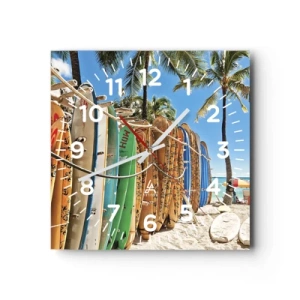 Wanduhr - Glasuhr - Sonniger Spaß - 30x30 cm