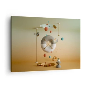 Bild auf Leinwand - Leinwandbild - Geometrische Figuren in Pastellfarben in surrealistischer Anordnung - 70x50cm - Alles kann passieren - Moderne Wanddekoration für Wohnzimmer und Schlafzimmer ARTTOR