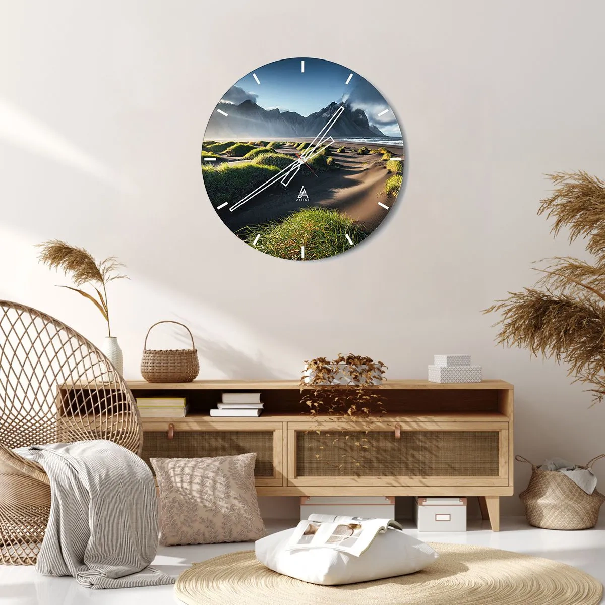 Wanduhr - Glasuhr - Harmonie der Elemente - 40x40 cm