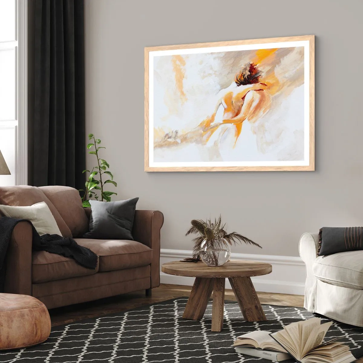 Poster in einem Rahmen aus heller Eiche - Am Himmel der Nähe - 100x70 cm