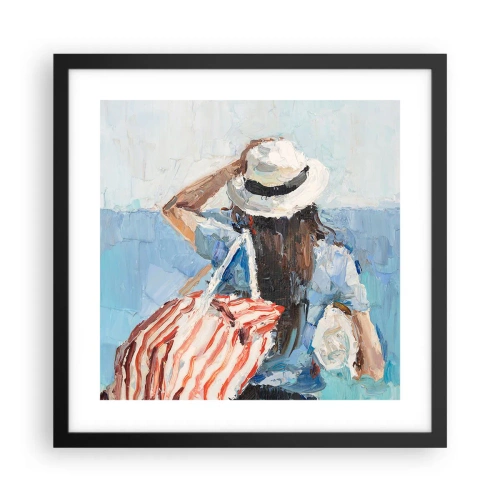 Poster in einem schwarzem Rahmen - Willkommen in den Sommerferien - 40x40 cm