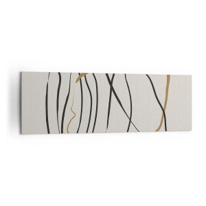 Bild auf Leinwand - Leinwandbild - Künstlerische Linien in Schwarz und Gold auf hellem Hintergrund - 160x50cm - Komposition – Looptanz - Moderne Wanddekoration für Wohnzimmer und Schlafzimmer ARTTOR