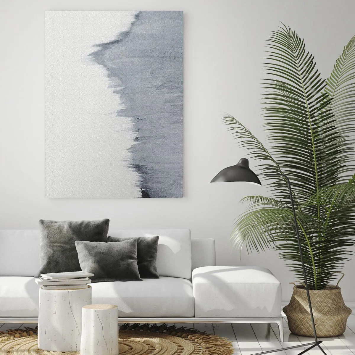 Glasbild - Bild auf glas - Eine abstrakte Komposition in Grautönen, die einer Schallplatte vor weißem Hintergrund ähnelt. - 50x70cm - Mysteriöse Aufzeichnung - Moderne Wanddekoration für Wohnzimmer und Schlafzimmer ARTTOR