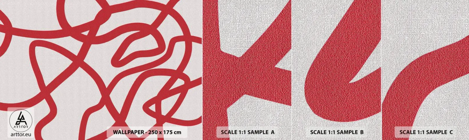 Fototapeten Muster Premium Canvas - Rot auf Weiß - Minimalismus, Stück, Linien - 100x30 cm