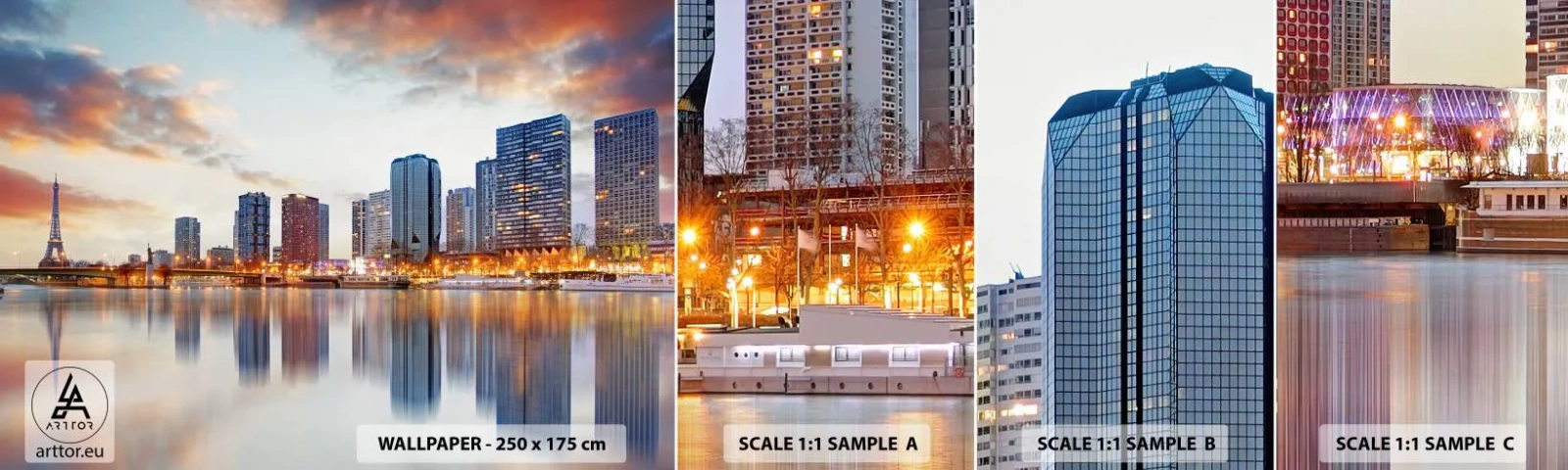 Fototapetenmuster Standard Eco - Die monumentale Ruhe von Paris - Stadt, Paris, Eiffelturm - 100x30 cm