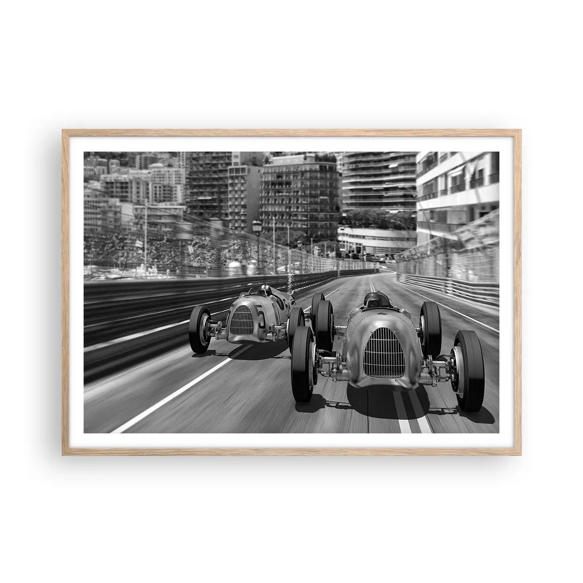 Poster in einem Rahmen aus heller Eiche - Vor langer Zeit in Monte Carlo - 100x70 cm