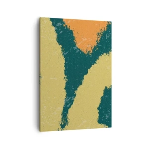 Bild auf Leinwand - Leinwandbild - Abstrakte Flecken in erdigen und grünen Farben - 50x70cm - Abstraktion – langsame Bewegung - Moderne Wanddekoration für Wohnzimmer und Schlafzimmer ARTTOR