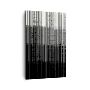 Bild auf Leinwand - Leinwandbild - Abstrakte Linienkomposition in kontrastierendem Schwarz und Weiß - 80x120cm - Wellen und Vibrationen - Moderne Wanddekoration für Wohnzimmer und Schlafzimmer ARTTOR