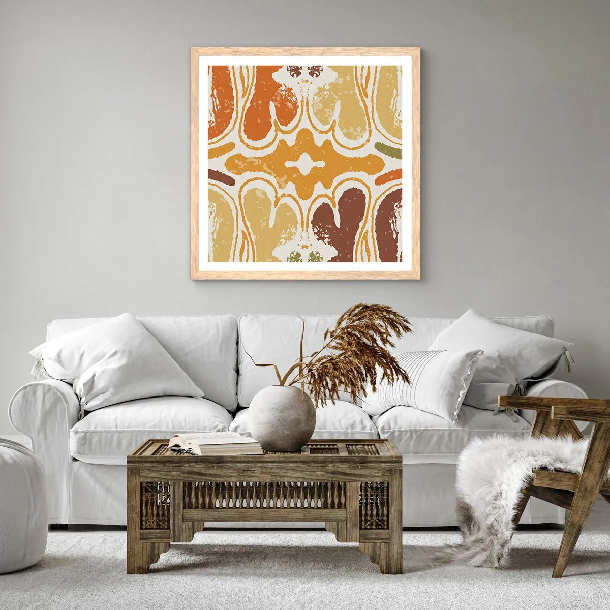 Poster in einem Rahmen aus heller Eiche - Sentimentale Abstraktion - 60x60 cm