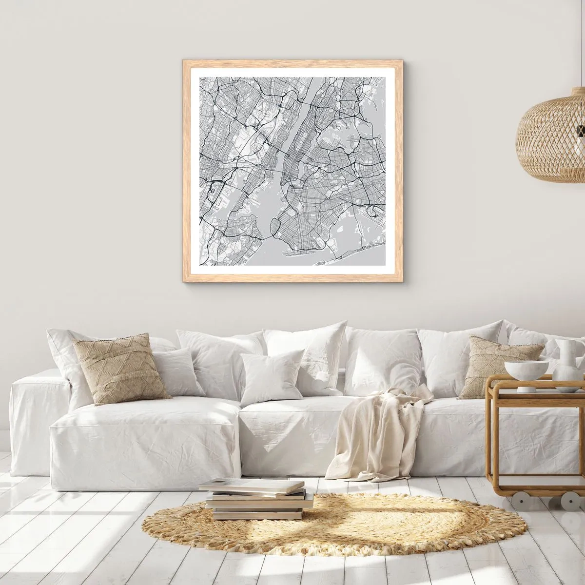 Poster in einem Rahmen aus heller Eiche - Die Anatomie einer Metropole - 50x50 cm