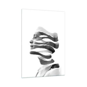 Glasbild - Bild auf glas - Abstrakte Komposition eines Frauenporträts - 50x70cm - Surreales Porträt - Moderne Wanddekoration für Wohnzimmer und Schlafzimmer ARTTOR