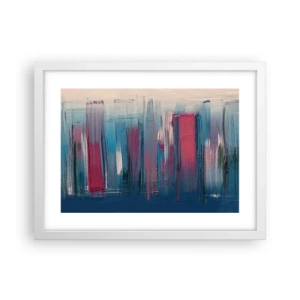 Poster in einem weißen Rahmen - Vertikale Komposition in Blau und Rot - 40x30 cm